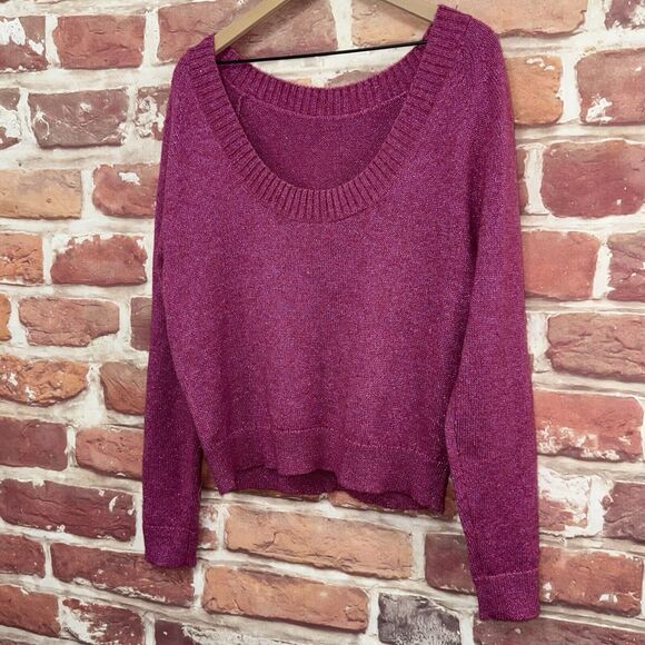 Hush Jumper Sweater Women's UK Size XL Pink Wool Blend Sparkly Metallic Knit - Picture 3 of 9